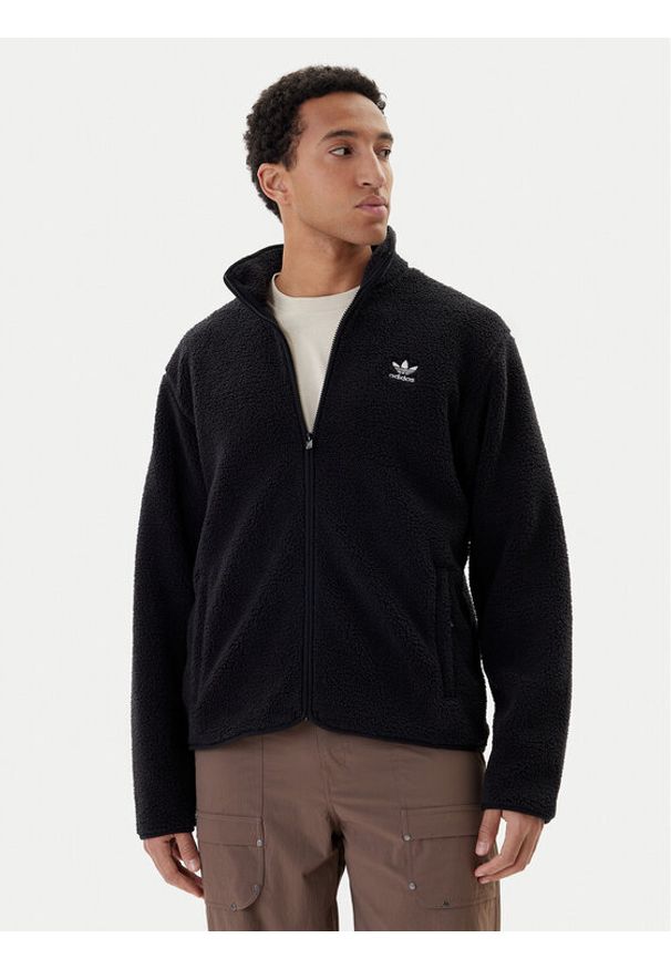 Adidas - adidas Polar Trefoil Essentials Teddy JV7676 Czarny Loose Fit. Kolor: czarny. Materiał: syntetyk