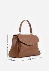 Renee - Brązowa Torebka Typu Kuferek z Rączką i Klapą z Paskiem Crossbody Phoebyne. Kolor: brązowy. Styl: elegancki #2