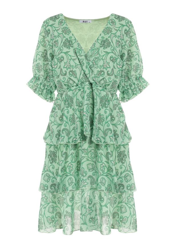 Born2be - Zielona Sukienka Balapus. Kolor: zielony. Typ sukienki: kopertowe. Styl: elegancki. Długość: mini