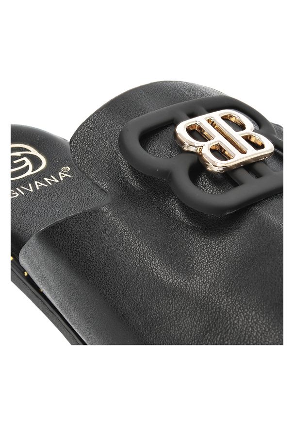 Czarne Klapki Givana Wygodne Obuwie Damskie. Kolor: czarny. Materiał: materiał. Sezon: lato