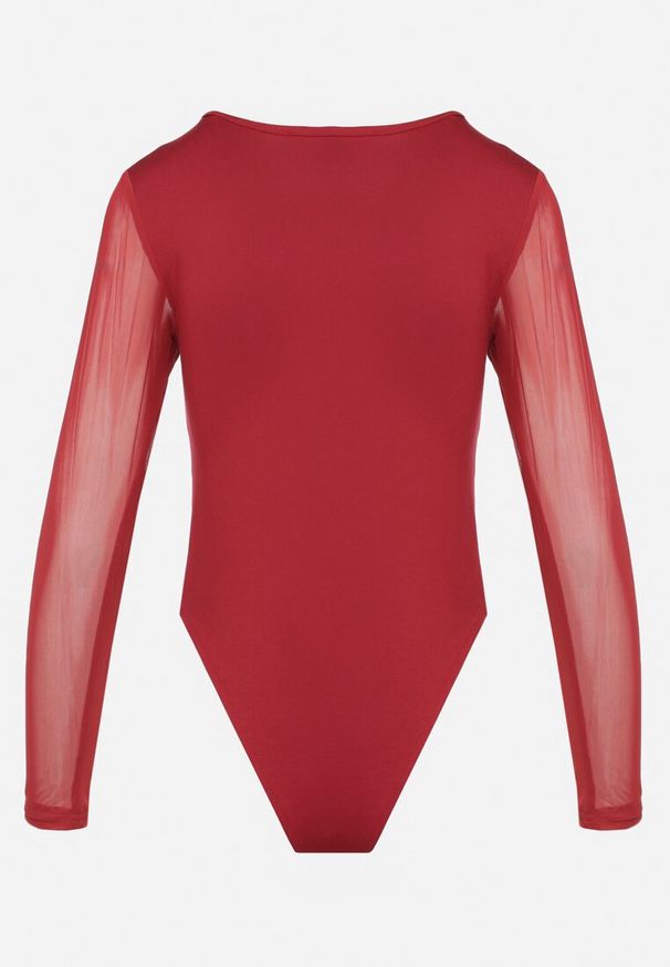 Born2be - Bordowe Wiskozowe Body z Prześwitującymi Wstawkami Zapinane na Haftki Mailita. Okazja: na co dzień. Kolor: czerwony. Materiał: wiskoza. Długość rękawa: długi rękaw. Długość: długie. Styl: wizytowy, casual