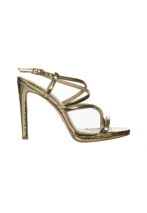 Sandały Bayla-187 589-1127 Gold 187130, Złoty, Skóra ekologiczna - 38. Kolor: złoty. Materiał: skóra ekologiczna. Wzór: ze splotem, motyw z bajki. Obcas: na obcasie. Wysokość obcasa: średni