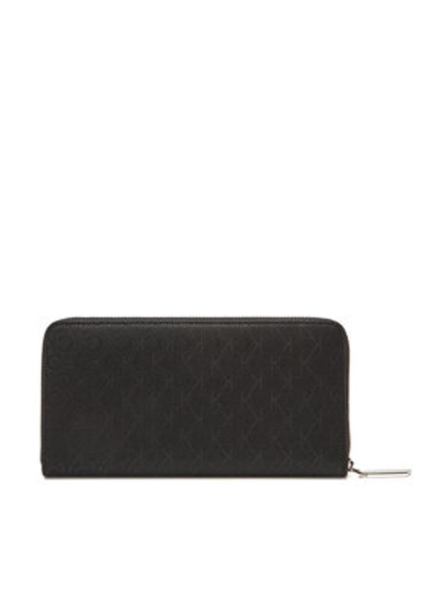 Calvin Klein Duży Portfel Damski Ck Must Aop Large Zip Around LV04F1073G Czarny. Kolor: czarny. Materiał: skóra