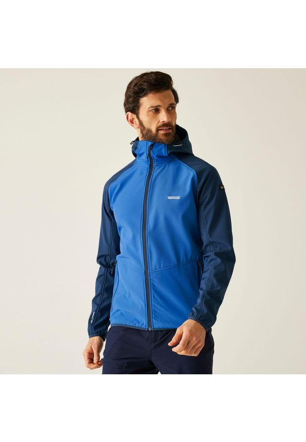 Regatta - Arec III Męski wodoodporny softshell na wędrówki. Kolor: niebieski. Materiał: softshell. Sport: turystyka piesza