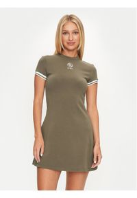 Guess Sukienka codzienna Elea V4YK00 KCDN0 Khaki Regular Fit. Okazja: na co dzień. Kolor: brązowy. Materiał: wiskoza. Typ sukienki: proste. Styl: casual