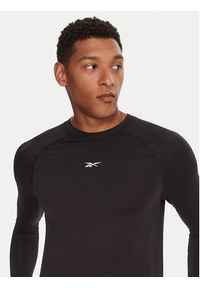 Reebok Koszulka techniczna Ls Muscle Tee RK25176CCM Czarny Regular Fit. Kolor: czarny. Materiał: syntetyk