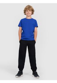 4f - 4F T-shirt oversize gładki chłopięcy - niebieski 134 (8-9 lat). Okazja: na co dzień. Kolor: niebieski. Materiał: dzianina, jersey, bawełna. Długość rękawa: krótki rękaw. Długość: krótkie. Wzór: gładki. Sezon: lato. Styl: casual, klasyczny, sportowy #2