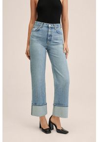 mango - Mango jeansy Brenda damskie high waist. Stan: podwyższony. Kolor: niebieski