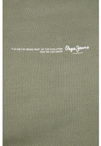 Pepe Jeans bluza bawełniana David męska kolor zielony z kapturem z nadrukiem. Okazja: na co dzień. Typ kołnierza: kaptur. Kolor: zielony. Materiał: bawełna. Wzór: nadruk. Styl: casual