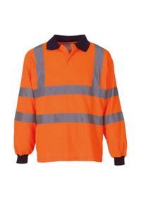 YOKO - Męska Koszulka Polo Z Długim Rękawem HiVis. Typ kołnierza: polo. Kolor: żółty, pomarańczowy, wielokolorowy. Długość rękawa: długi rękaw. Długość: długie