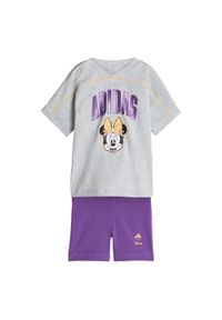 Zestaw Adidas Disney Minnie Mouse T-Shirt. Okazja: na uczelnię. Kolor: szary, pomarańczowy, wielokolorowy. Materiał: dresówka. Wzór: motyw z bajki. Styl: sportowy #1