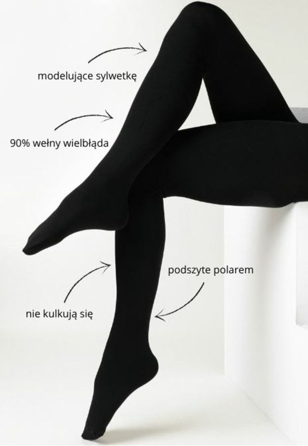 Born2be - Czarne Termiczne Rajstopy z Wełny Mocno Kryjące Cylleene. Kolor: czarny. Materiał: wełna