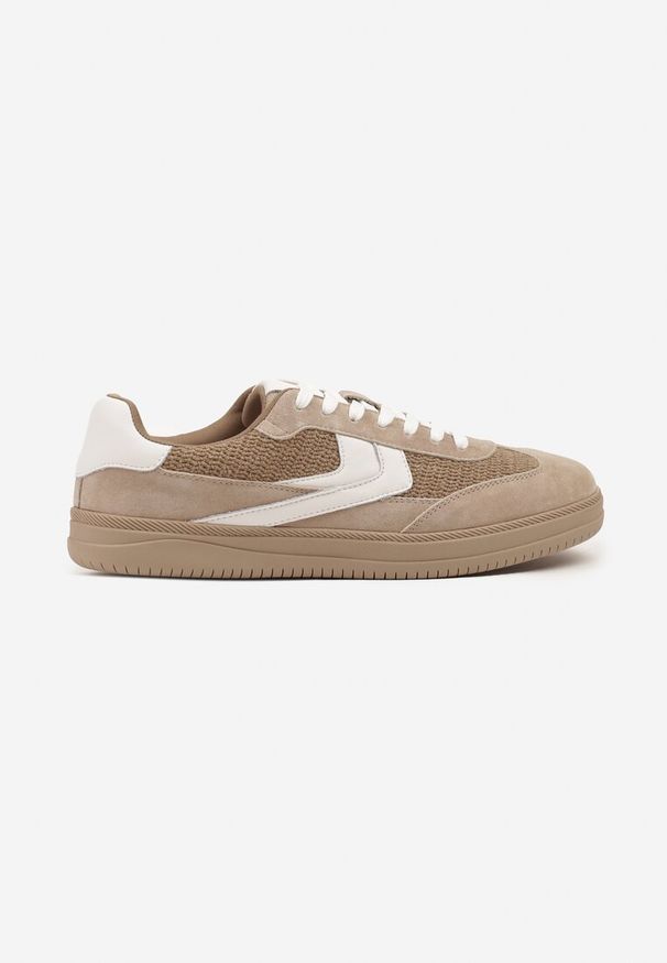 Born2be - Brązowe Skórzane Sneakersy w Stylu Klasycznych Tenisówek Falithiela. Okazja: na co dzień. Kolor: brązowy. Materiał: skóra. Szerokość cholewki: normalna