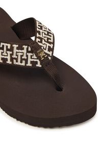 TOMMY HILFIGER - Tommy Hilfiger Japonki Corportate Sandal FW0FW09610 Brązowy. Kolor: brązowy. Materiał: materiał #6