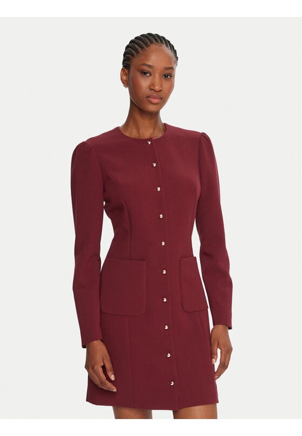 French Connection Sukienka koktajlowa 71ZEU Bordowy Regular Fit. Kolor: czerwony. Materiał: syntetyk. Styl: wizytowy