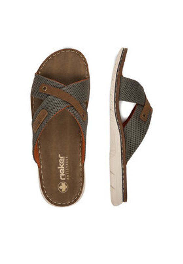 Rieker Klapki CEO-21340-54 Khaki. Kolor: brązowy. Materiał: materiał
