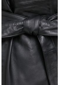 Answear Lab płaszcz skórzany answear.LAB X kolekcja limitowana NO SHAME damski kolor czarny przejściowy niezapinany. Kolor: czarny. Materiał: skóra. Styl: wakacyjny #8