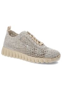 Beżowe Półbuty Artiker Modne Obuwie Damskie. Zapięcie: sznurówki. Kolor: beżowy. Materiał: koronka, materiał #1