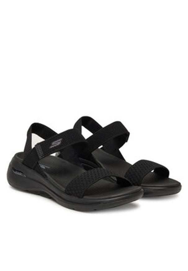 skechers - Skechers Sandały Go Walk Arch Fit Sandal-Polished 140264/BBK Czarny. Kolor: czarny. Materiał: materiał