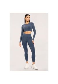 GYM GLAMOUR - Legginsy fitness damskie Gym Glamour sprane. Kolor: niebieski. Sport: fitness