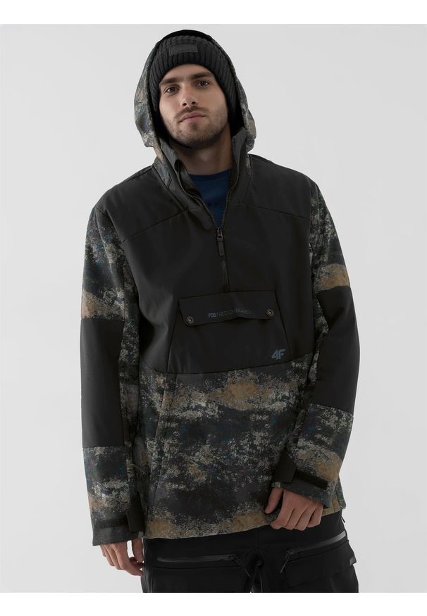 4f - Bluza snowboardowa z softshellu membrana 8 000 męska. Typ kołnierza: kaptur. Kolor: wielokolorowy. Materiał: dzianina, materiał, softshell. Sezon: zima. Sport: snowboard