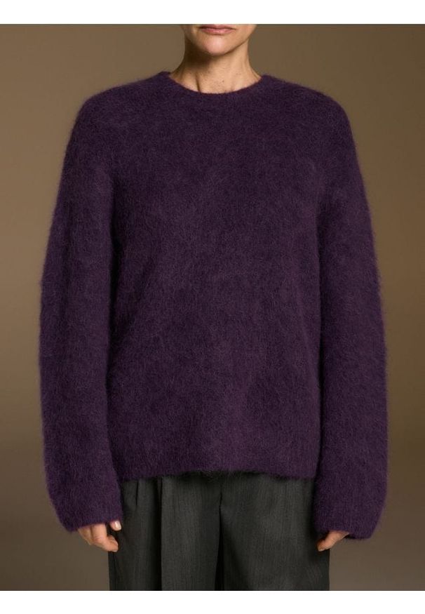 Reserved - Sweter z wełną alpaki - fioletowy. Kolor: fioletowy. Materiał: wełna