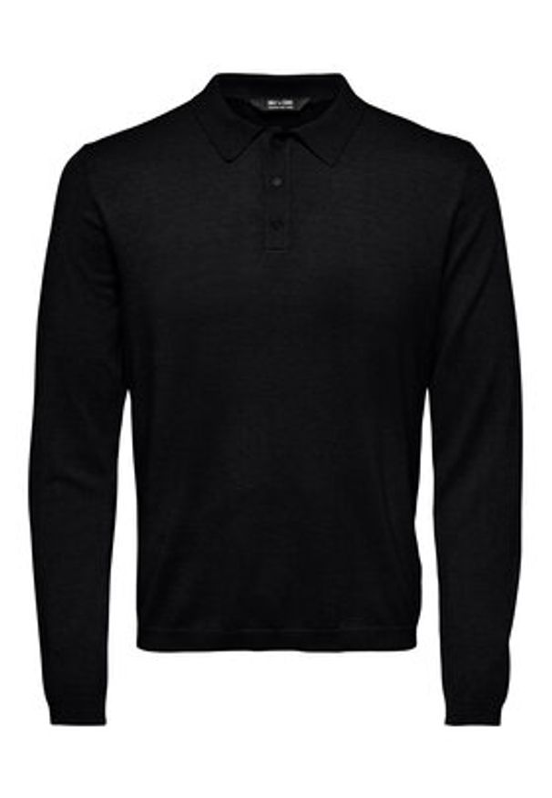 Only & Sons Polo 22021184 Czarny Regular Fit. Typ kołnierza: polo. Kolor: czarny. Materiał: wiskoza