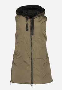 Born2be - Czarna Pikowana Kamizelka Dwustronna z Kapturem i Troczkami Nevetiani. Typ kołnierza: kaptur. Kolor: czarny. Materiał: jeans. Styl: elegancki #4