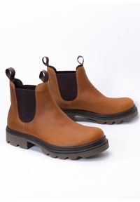 ecco - Sztyblety męskie brązowe ECCO GRAINER M CHELSEA BOOT. Nosek buta: otwarty. Kolor: brązowy. Materiał: guma, materiał, skóra, nubuk. Wzór: gładki #1