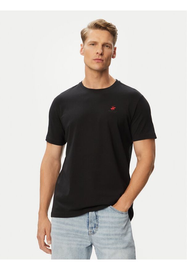 Beverly Hills Polo Club T-Shirt P-SS26M-TS5022 Czarny Regular Fit. Typ kołnierza: polo. Kolor: czarny. Materiał: bawełna