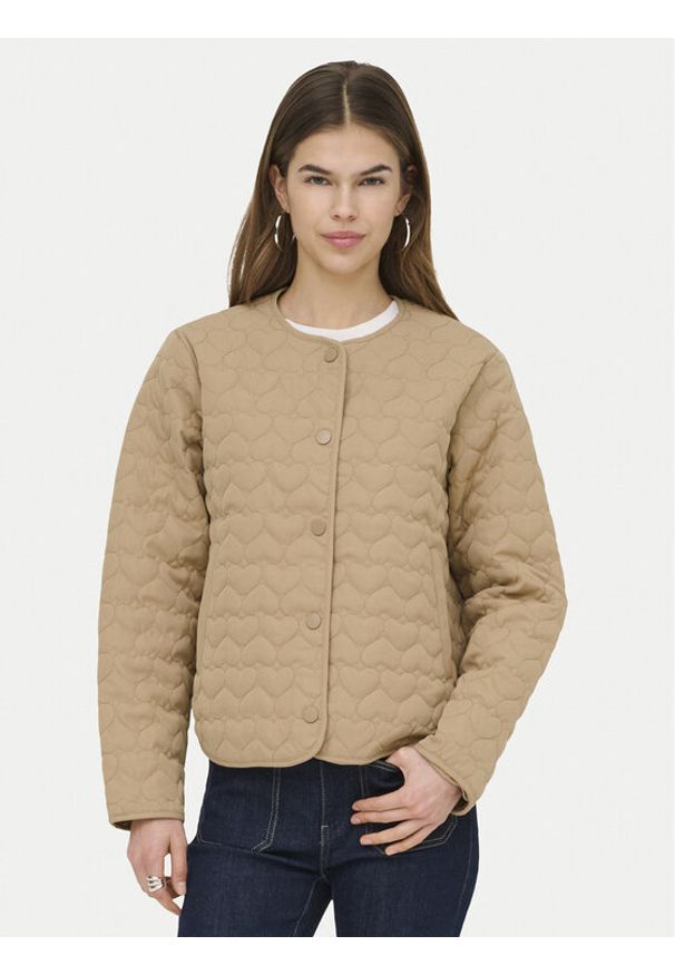 only - ONLY Kurtka przejściowa Heart 15366265 Beżowy Regular Fit. Kolor: beżowy. Materiał: syntetyk