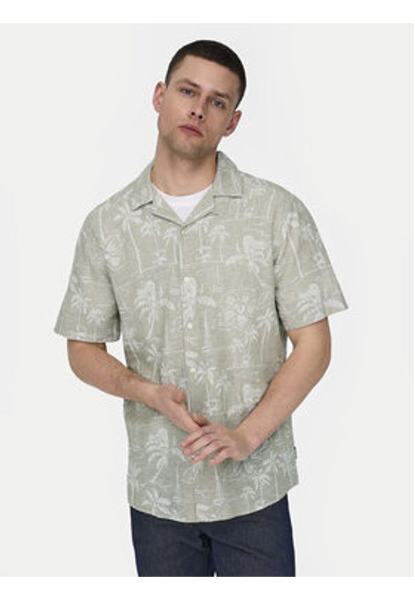 Only & Sons Koszula Caiden 22028423 Beżowy Regular Fit. Kolor: beżowy. Materiał: bawełna