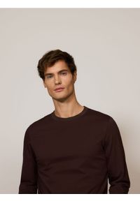 Reserved - Longsleeve regular z przeszyciami - ciemnobrązowy. Kolor: brązowy. Materiał: bawełna. Długość rękawa: długi rękaw