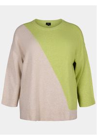 Zizzi Sweter M61187D Zielony Regular Fit. Kolor: zielony. Materiał: syntetyk #6