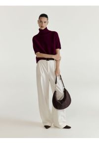 Reserved - Wełniany sweter - bordowy. Kolor: czerwony. Materiał: wełna