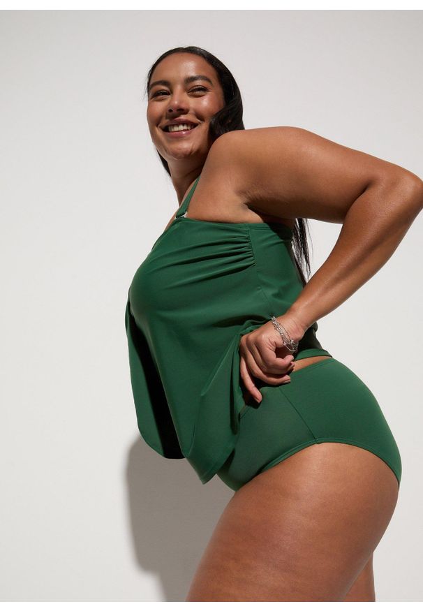bonprix - Tankini z górą bandeau (2 części). Kolor: zielony. Materiał: poliamid
