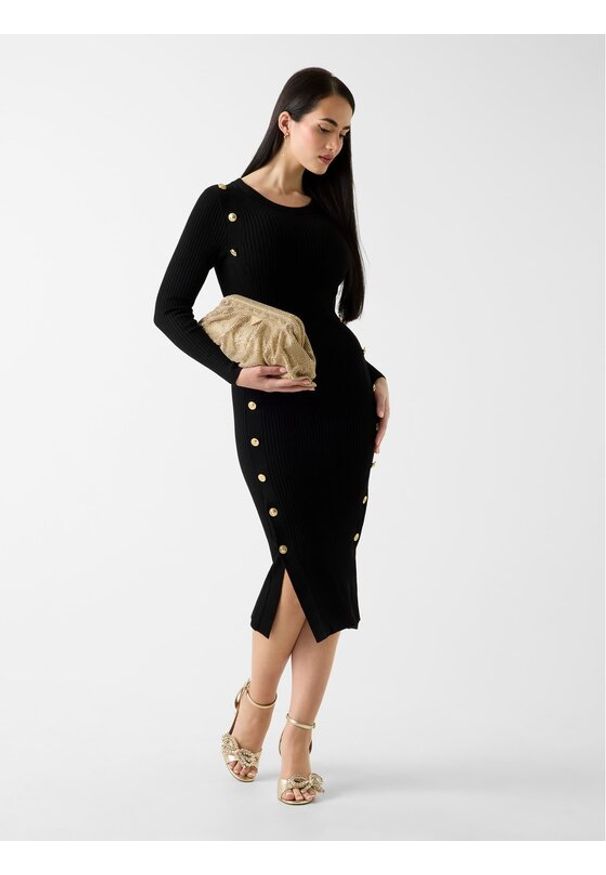 Guess Sukienka dzianinowa W6RK06 Z2YJ2 Czarny Regular Fit. Kolor: czarny. Materiał: wiskoza