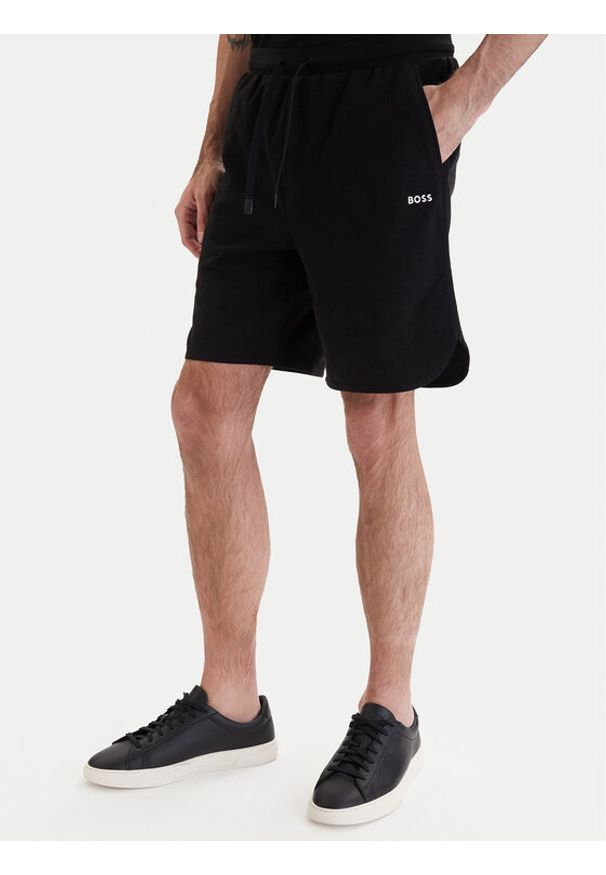 BOSS Szorty sportowe Member 50558883 Czarny Relaxed Fit. Kolor: czarny. Materiał: bawełna. Styl: sportowy