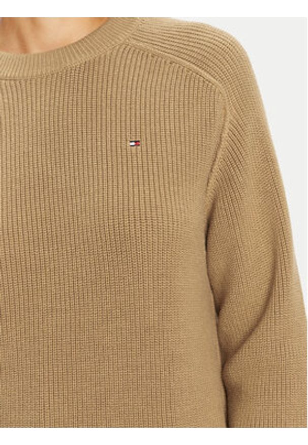 TOMMY HILFIGER - Tommy Hilfiger Sweter WW0WW40751 Beżowy Regular Fit. Kolor: beżowy. Materiał: bawełna