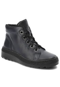 Granatowe Trzewiki Armodo Ocieplane Buty Damskie. Zapięcie: sznurówki. Kolor: niebieski. Materiał: jeans, futro, materiał, skóra. Sezon: zima. Styl: klasyczny, elegancki