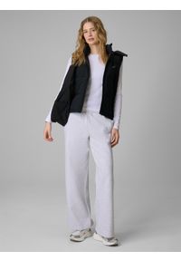 4f - 4F Longsleeve slim gładki damski - biały M. Okazja: na co dzień. Kolor: biały. Materiał: dzianina, elastan, bawełna. Długość rękawa: długi rękaw. Wzór: gładki. Styl: casual, klasyczny #2