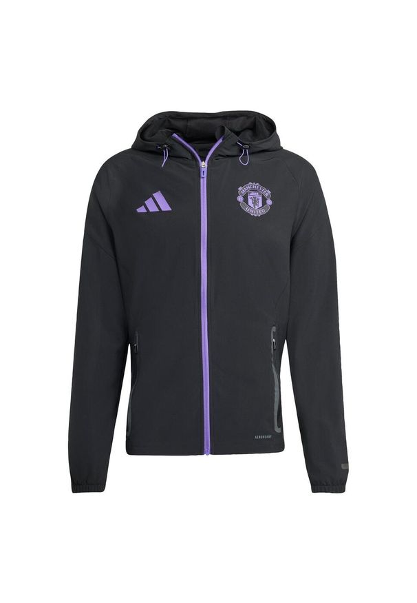 Adidas - Kurtka Manchester United Tiro 25 Competition Vis Tech Travel. Kolor: fioletowy, wielokolorowy, czarny. Materiał: dresówka. Sport: piłka nożna