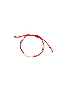 W.KRUK - Bransoletka srebrna pozłacana na czerwonym sznurku łańcuszek. Materiał: pozłacane, srebrne. Kolor: wielokolorowy, srebrny, czerwony. Wzór: ze splotem, aplikacja #1