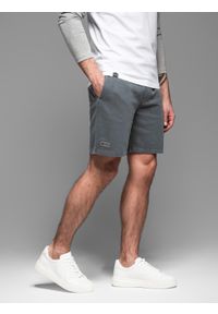 Ombre Clothing - Dresowe krótkie spodenki męskie RELAXED FIT w stylu athleisure – grafitowe V3 - Rozmiar: XL. Kolor: szary. Materiał: dresówka. Długość: krótkie