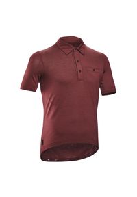 TRIBAN - Koszulka polo rowerowa Triban Gravel z wełny merynosa. Typ kołnierza: polo. Kolor: czerwony. Materiał: materiał, poliamid, wełna