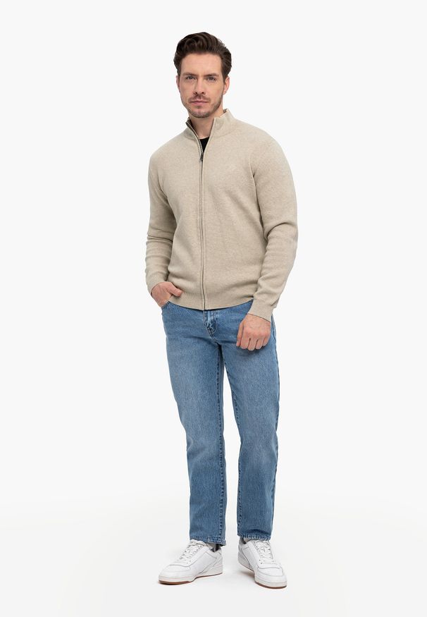 Volcano - Rozpinany sweter S-NATAN. Typ kołnierza: kołnierzyk stójkowy, golf. Kolekcja: plus size. Materiał: poliamid, materiał, bawełna. Długość: długie. Styl: klasyczny