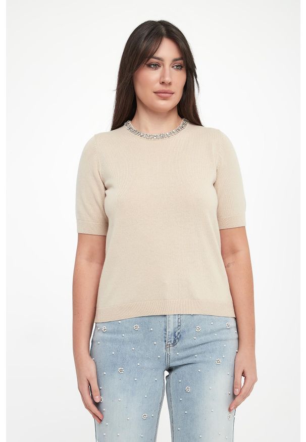 Sweter damski z krótkim rękawem Krissi JOOP!. Długość rękawa: krótki rękaw. Długość: krótkie