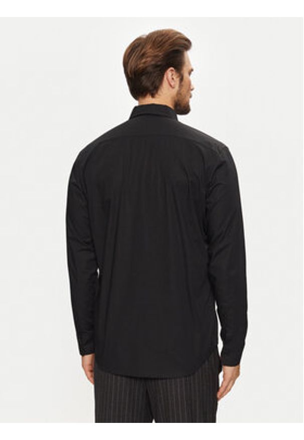 Karl Lagerfeld - KARL LAGERFELD Koszula 605911 551671 Czarny Regular Fit. Typ kołnierza: dekolt w karo. Kolor: czarny. Materiał: bawełna