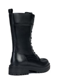 Geox botki skórzane D IRIDEA E damskie kolor czarny na płaskim obcasie D36HRE 00043 C9999. Nosek buta: okrągły. Zapięcie: sznurówki. Kolor: czarny. Materiał: skóra. Szerokość cholewki: normalna. Obcas: na obcasie. Wysokość obcasa: niski #5