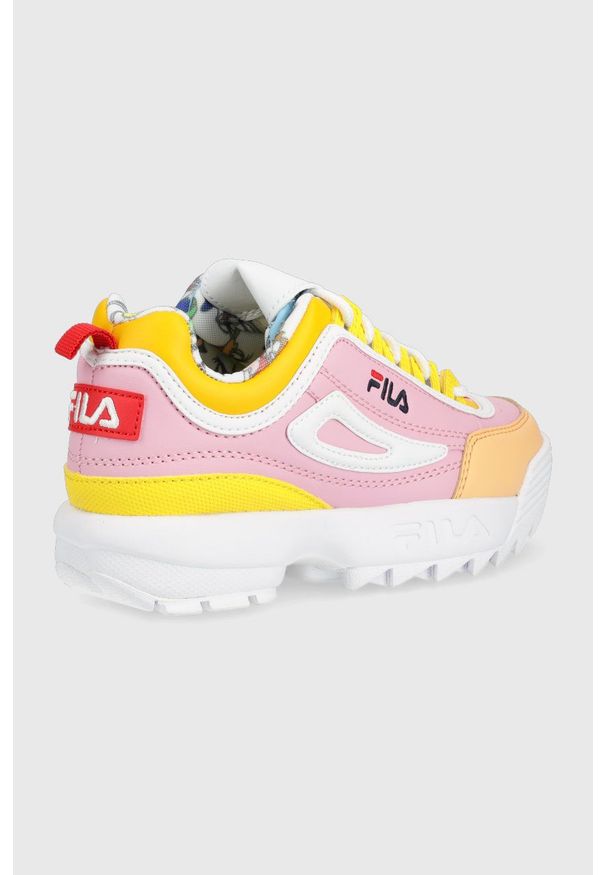 Fila sneakersy dziecięce kolor różowy. Nosek buta: okrągły. Zapięcie: sznurówki. Kolor: różowy. Materiał: guma. Obcas: na platformie